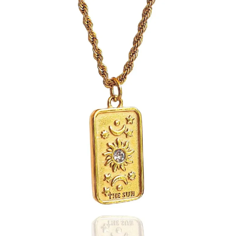 diamond necklaces for women -Tarot Card Necklace - The Sun