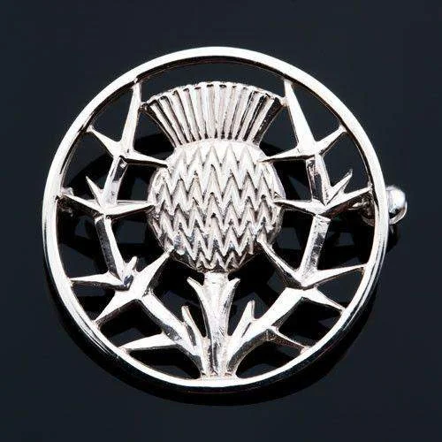 antique brooches for women -Silver or Gold Thistle Brooch - B42