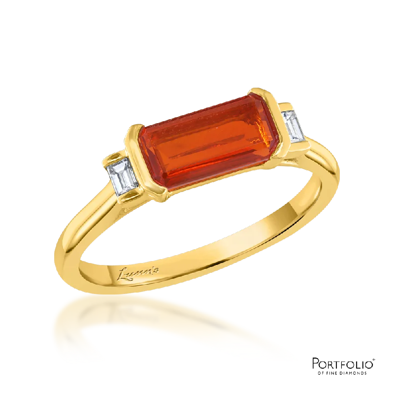 Stacking 0.75ct Fire Opal Yellow Gold Ring