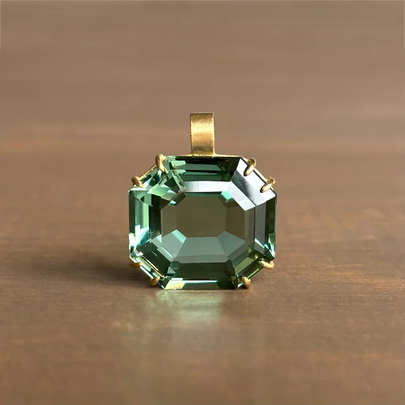 luxurious necklaces for women -Faceted Green Amethyst Emerald Cut Pendant