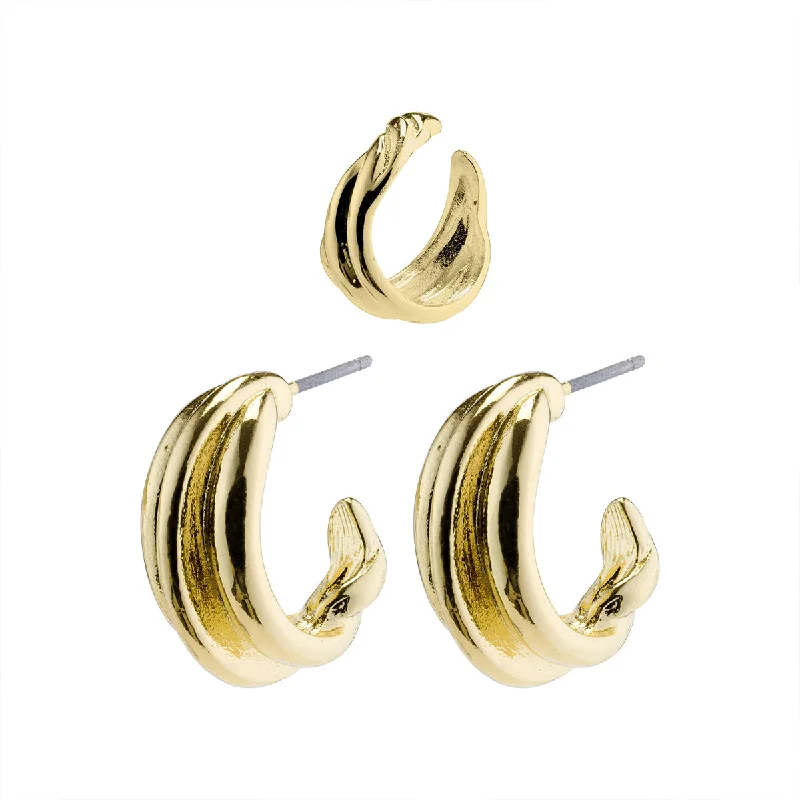 gold hoop earrings for women -Amanda Gold Plated Earring Set