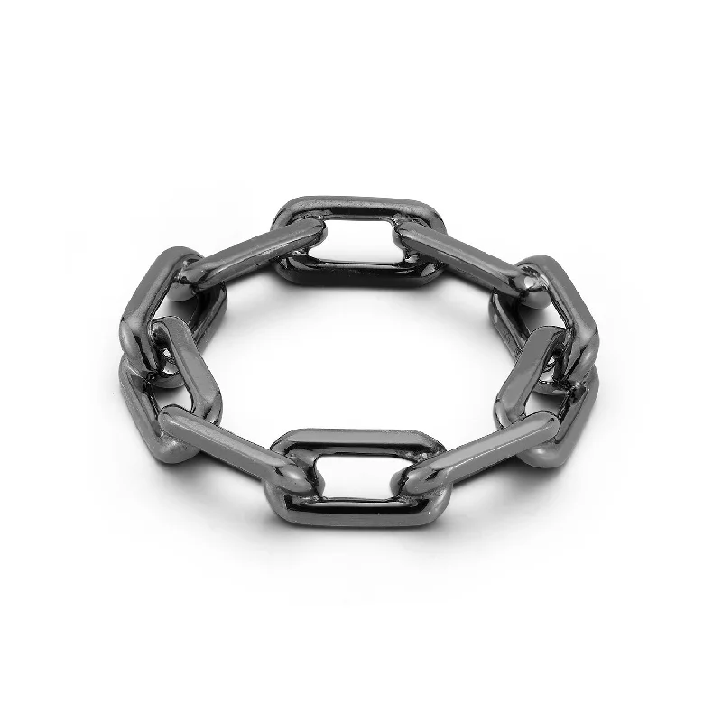 eternity rings for women -SAXON GUNMETAL STERLING SILVER CHAIN LINK RING