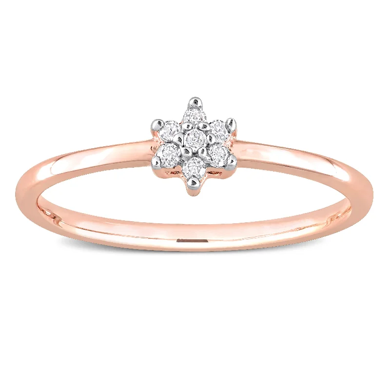 vintage rings for women -Miadora Diamond Accent Floral Promise Ring in Rose Plated Sterling Silver