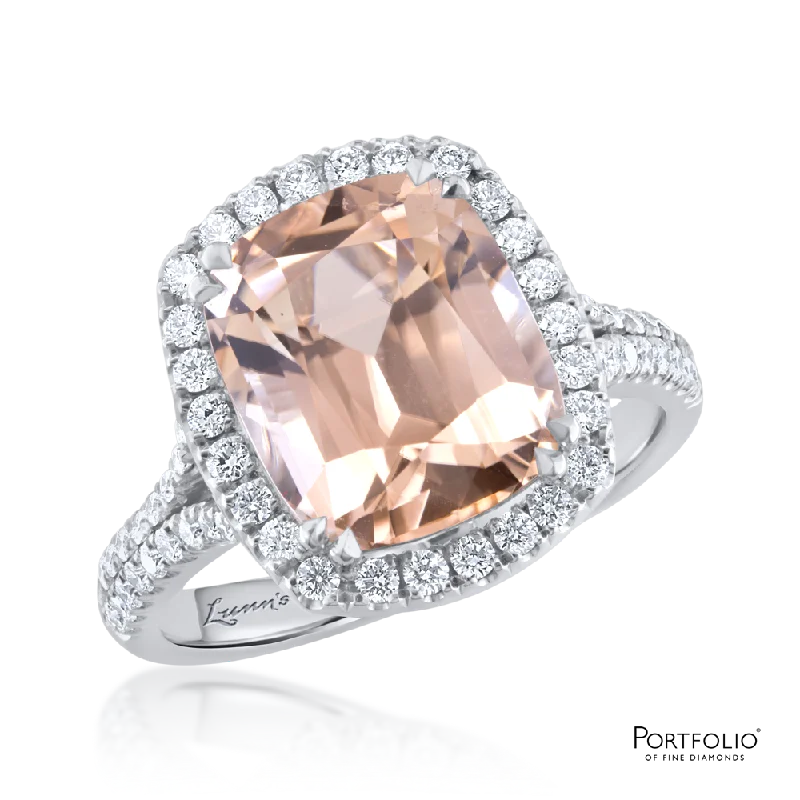 Cluster 4.85ct Brown/Peach Tourmaline White Gold Ring