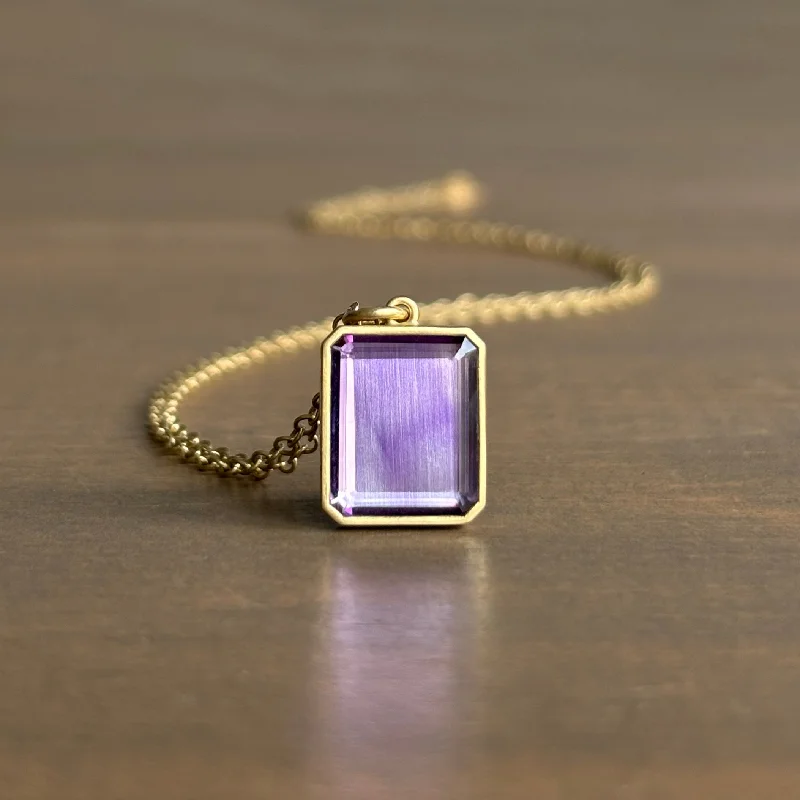 engagement necklaces for women -Portrait Cut Amethyst Pendant