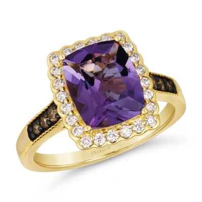 gold wedding bands for women -Honey Gold Grape Amethyst Le Vian Ring