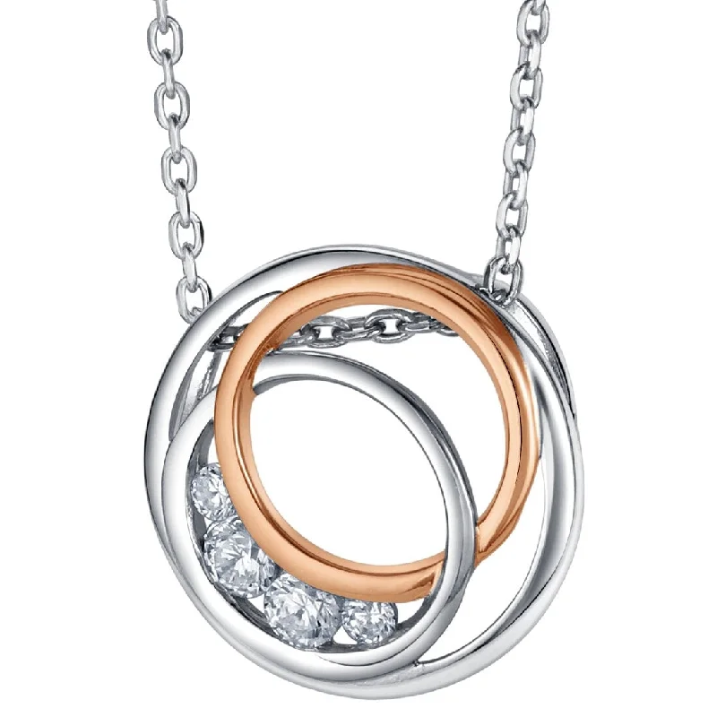 eternity rings for women -Two-Tone Sterling Silver Infinity Rings Pendant, Adjustable Chain