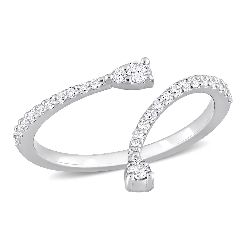 engraved rings for women -Miadora 1/4ct TDW Diamond Semi-Eternity Open Twist Ring in 14k White Gold