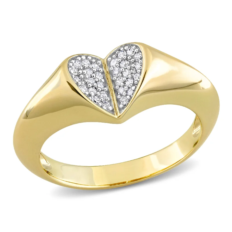 gold plated rings for women -Miadora 1/7ct TDW Diamond Heart Cluster Ring in 10k Yellow Gold