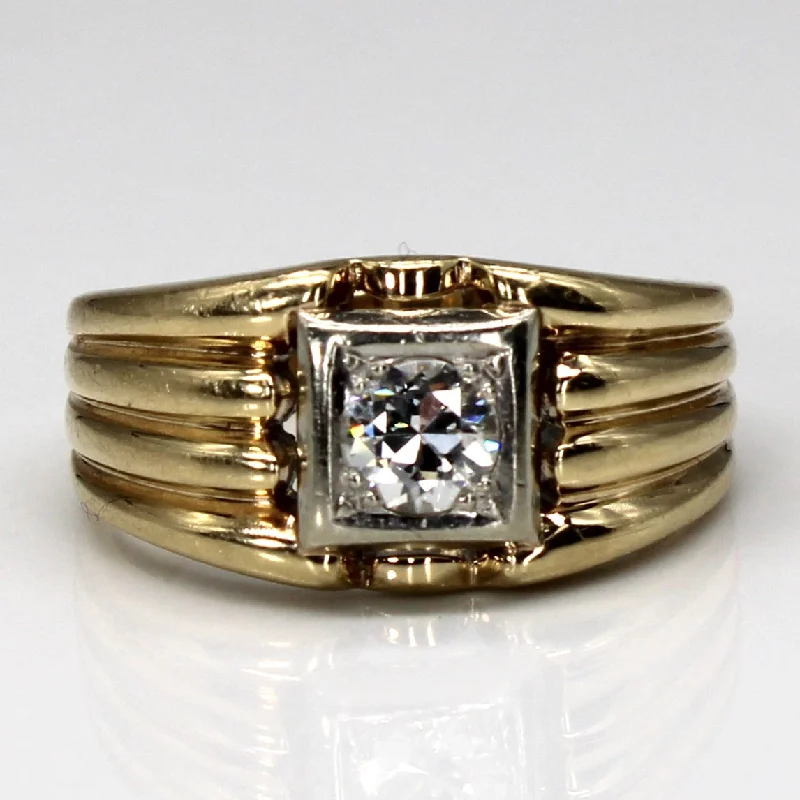 Solitaire Diamond Textured Gold Ring | 0.60ct SI2 H/I | SZ 10.75 |