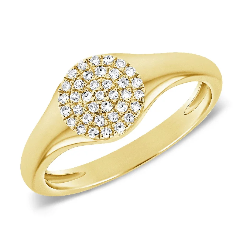 promise rings for women -Joelle Diamond Pave Signet Pinky Ring 1/10 ct. 14K Gold