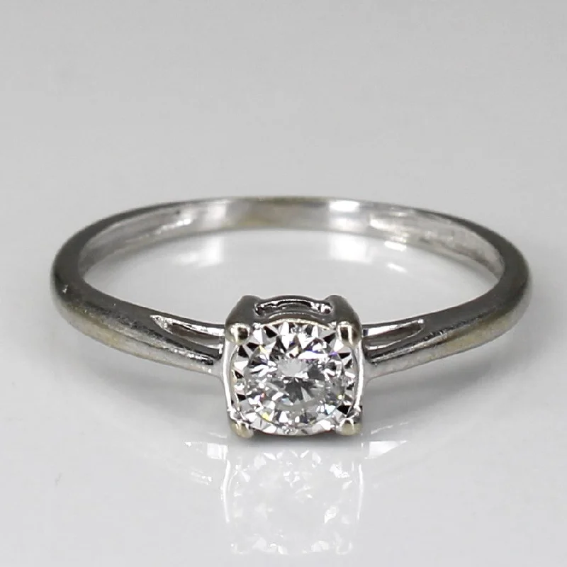 Solitaire Diamond White Gold Ring | 0.18ct | SZ 4.25 |