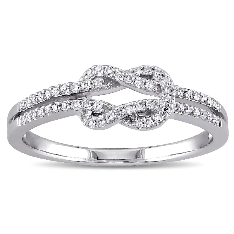 oval rings for women -Miadora 14k White Gold 1/6ct TDW Diamond Double Row Infinity Ring