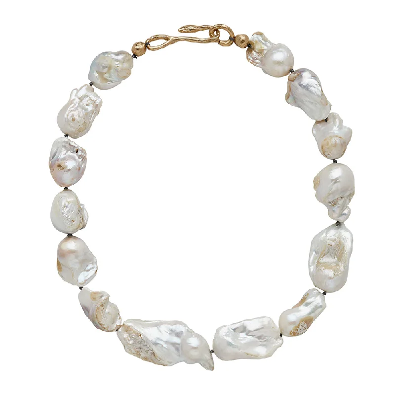 gemstone layered necklaces -Mondo Pearl Necklace