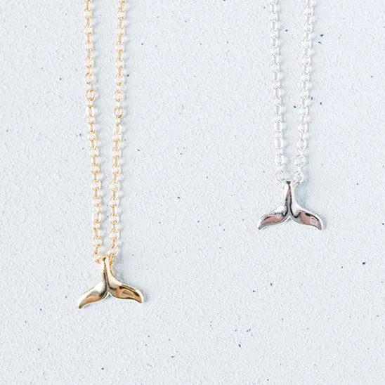 long chain necklaces for women -Whale Tail Charm Necklace