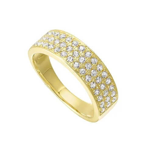 unique rings for women -Diamond Triple Row Stackable Ring in 14k Yellow Gold (1/2ctw)