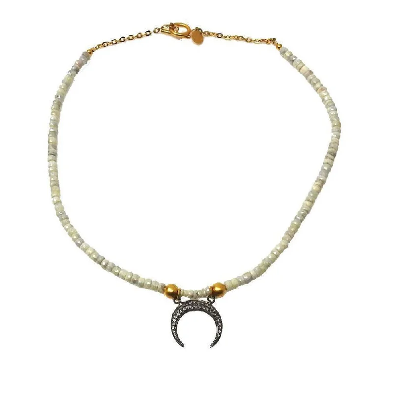 adjustable gold necklaces for women -White Agate Necklace