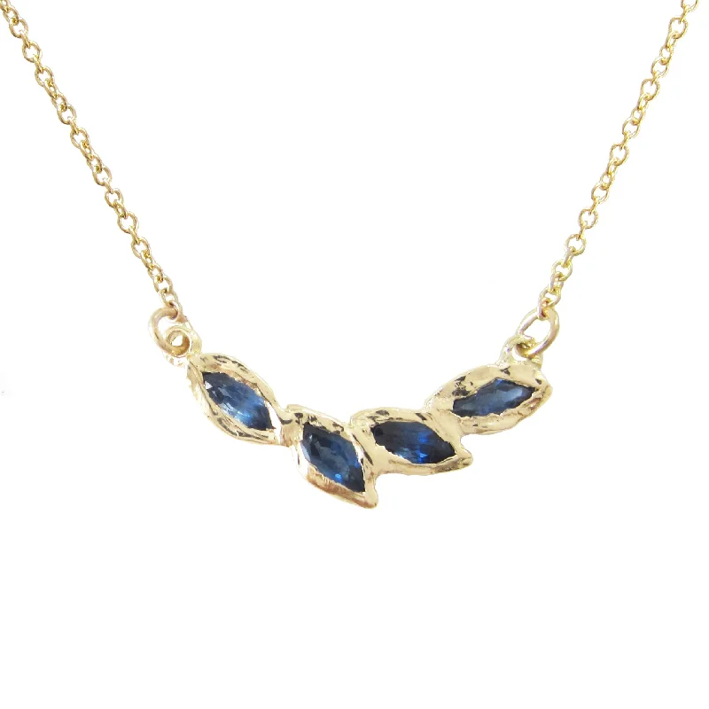 engraved necklaces for women -Petal Sapphire Necklace