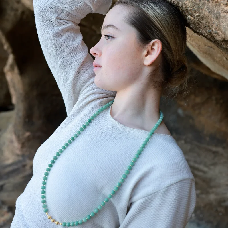 infinity necklaces for women -LONG Jade & Gold BEADED NECKLACE