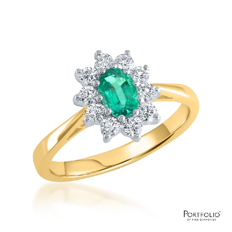 Cluster 0.39ct Emerald Yellow Gold Ring