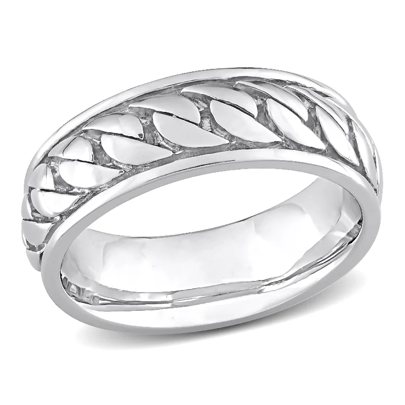 luxury rings for women -Miadora Ribbed Design Mens Ring in Sterling Silver