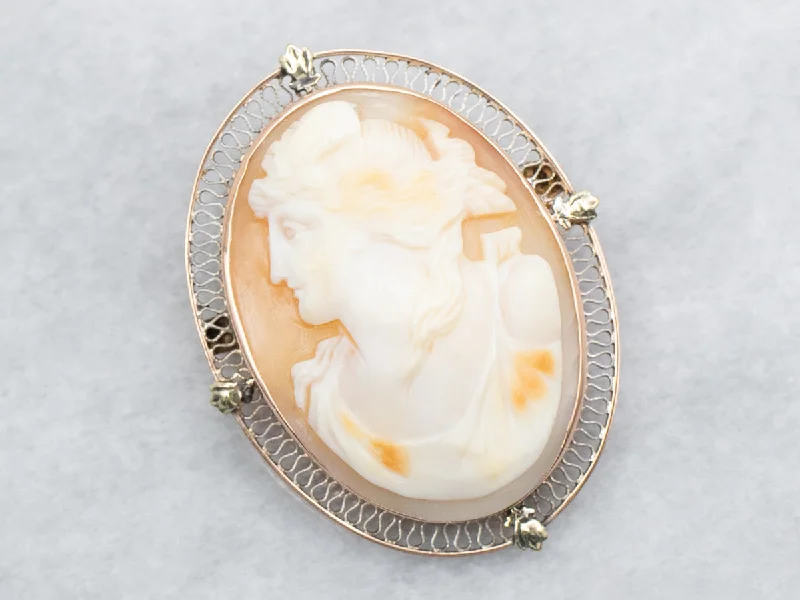 artistic lapel brooches -Vintage Gold Cameo Brooch