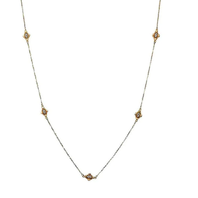 butterfly necklaces for women -Yellow Gold Station Necklace