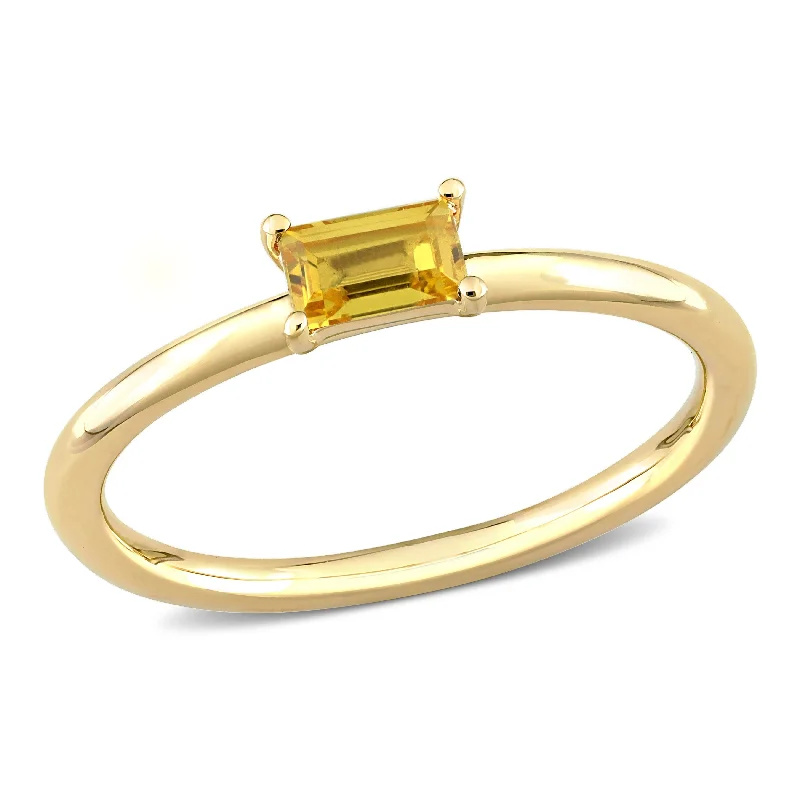 gemstone rings for women -Miadora 1/3ct TGW Baguette Yellow Sapphire Stackable Ring in 10k Yellow Gold