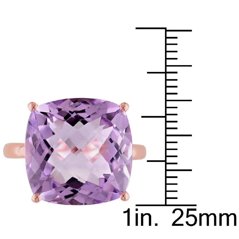 eternity diamond rings for women -Miadora 14k Rose Gold Cushion-cut Pink Amethyst Cocktail Ring