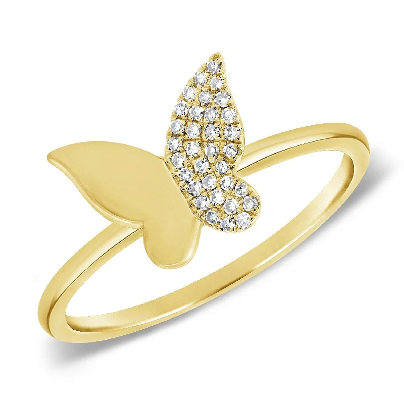 custom rings for women -Joelle Butterfly Ring Diamond 1/10 ct TDW 14k Yellow Gold