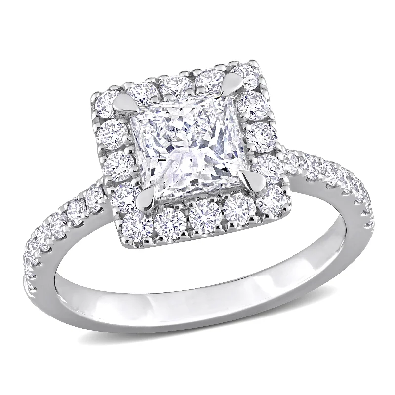 fashion rings for women -Created Forever 3 1/2ct TDW Princess-Cut Lab Grown Diamond Three-Stone Ring 14k White Gold