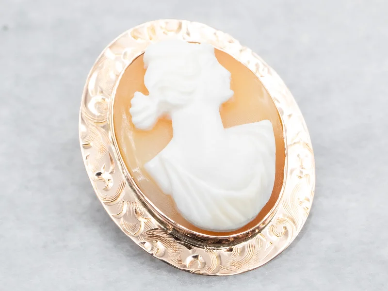 fancy brooches for women -Vintage Gold Cameo Brooch or Pendant