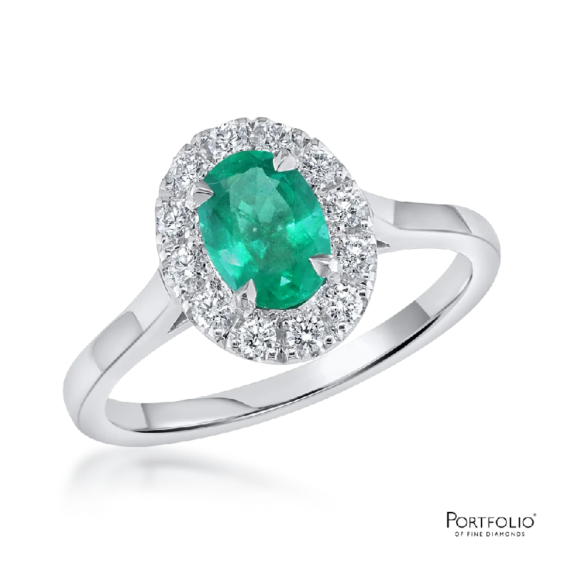 Cluster 0.73ct Emerald Platinum Ring