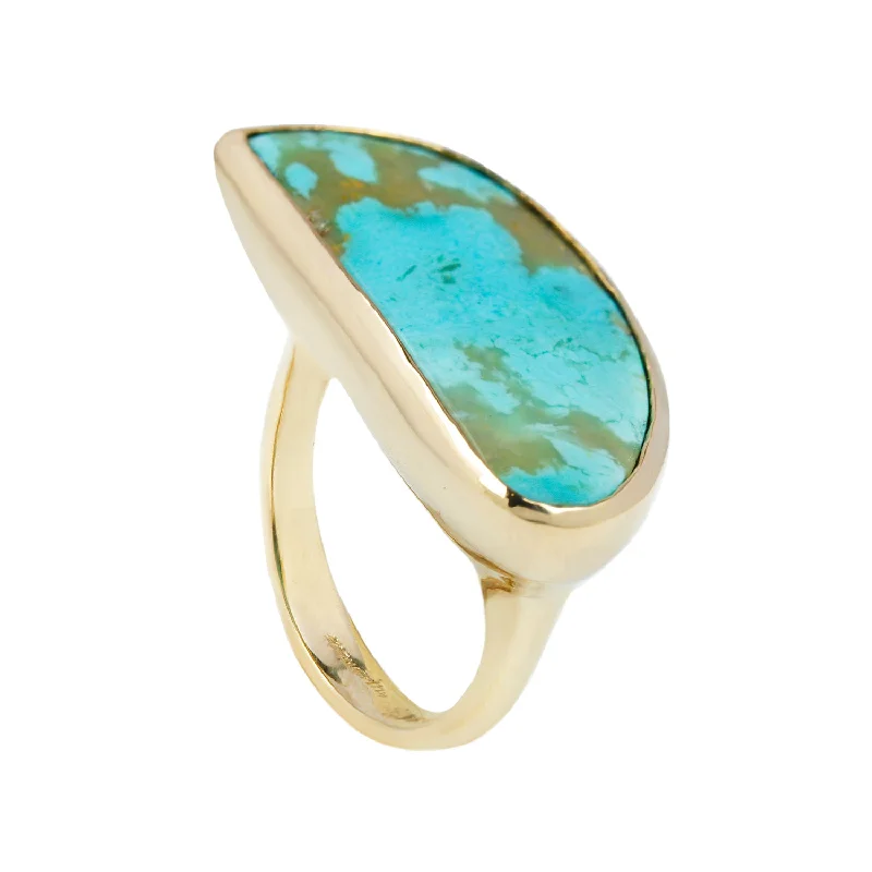 engagement rings for women -HALF MOON RING / TURQUOISE & 14K