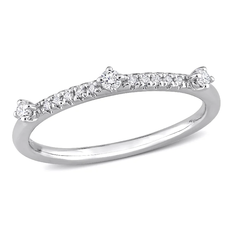 rose gold rings for women -Created Forever 1/7ct TDW Lab-Grown Diamond Semi-Eternity Ring in Platinum Silver