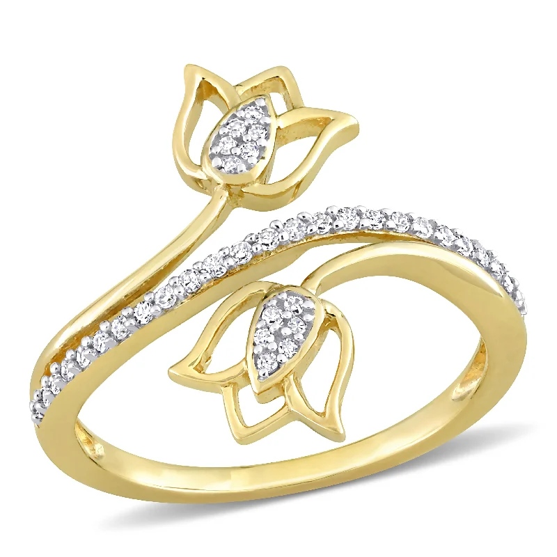 heart-shaped rings for women -Miadora 1/6ct TDW Diamond Bypass Lotus Ring in 10k Yellow Gold