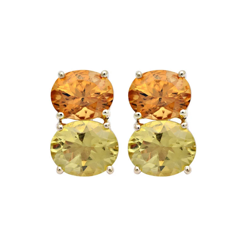 elegant gold earrings for women -Earrings-Lemon Quartz and Citrine