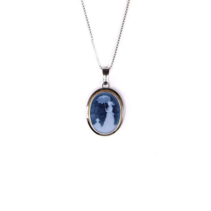 bohemian necklaces for women -Woman with a Parasol by Monet Cameo Necklace