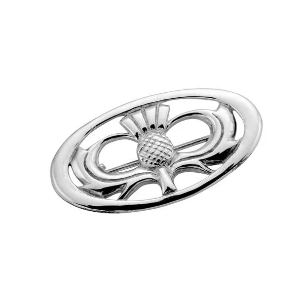 artistic brooches for women -Kilry Scottish Thistle Oval Brooch - TH011