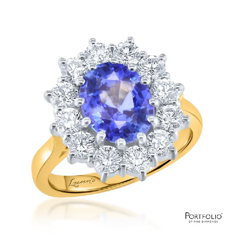 Cluster 2.45ct Sapphire Yellow Gold Ring