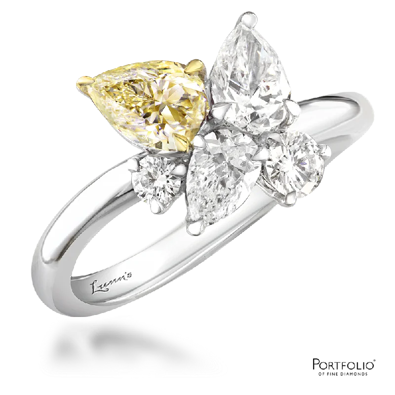 Five Stone 0.55ct Fancy Light Yellow VS2 Diamond White Gold Ring