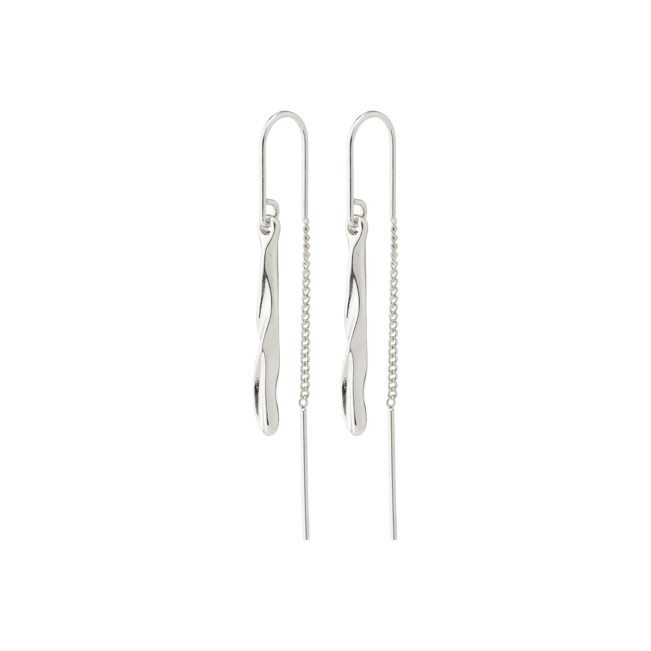 long earrings for women -Alberte Silver Plated Pull Through Earrings