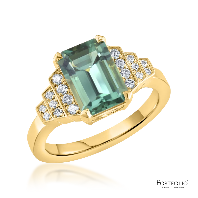 Solitaire 2.42ct Tourmaline Yellow Gold Ring