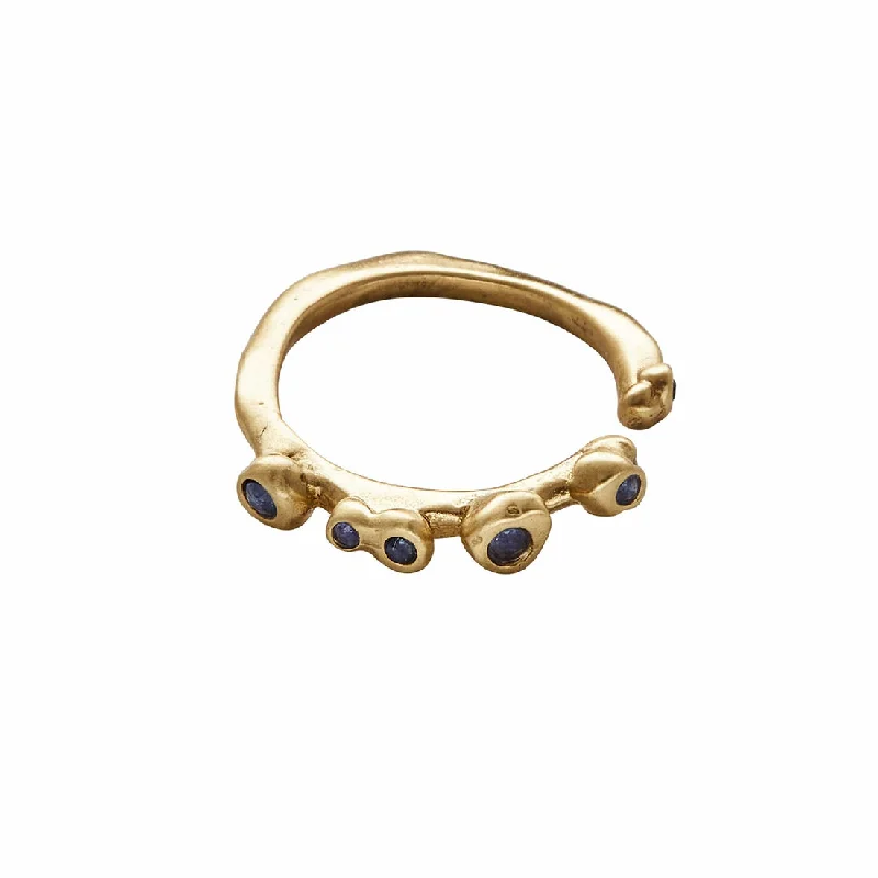 luxury gold necklaces for women -Delta Bronze Sapphire Adjustable Ring