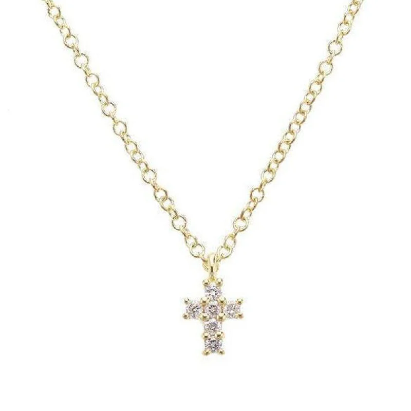 custom name necklaces for women -Petite Cross Necklace Yellow Gold