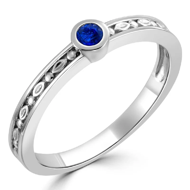 custom rings for women -Auriya 10k Gold 1/10ctw Dainty Round Solitaire Sapphire Stacking Ring