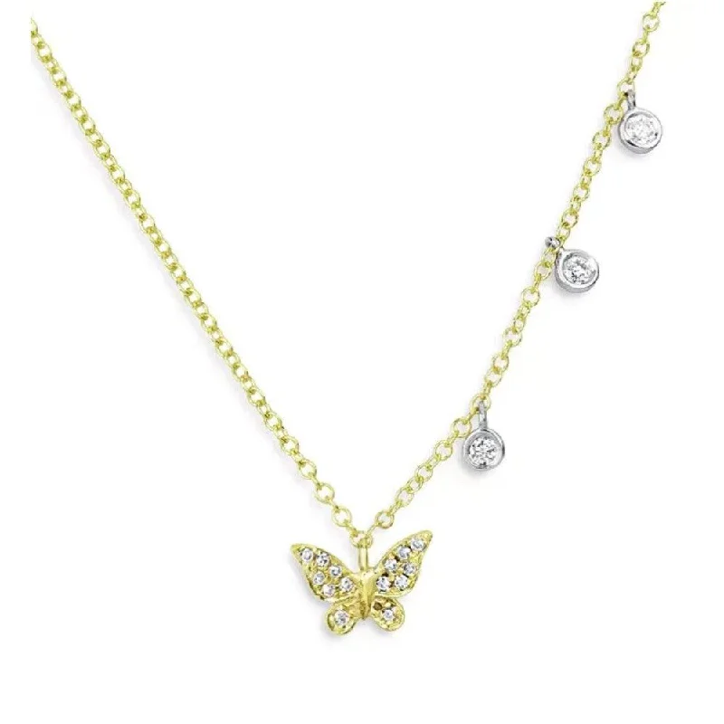 anniversary necklaces for women -Dainty Diamond Butterfly Necklace