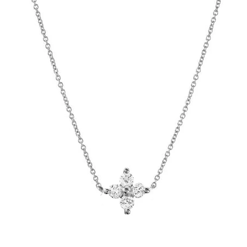 delicate necklaces for women -Tiny Star Diamond Necklace White Gold