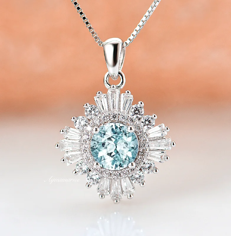 colorful necklaces for women -Joelle Aquamarine Necklace- Sterling Silver