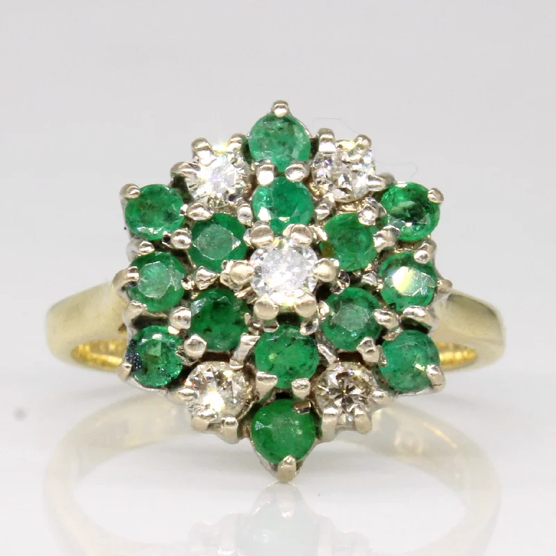 1977 London Emerald & Diamond Cluster Ring | 0.70ctw, 0.40ctw | SZ 7.25 |